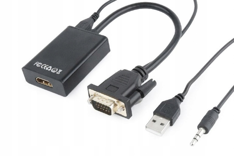 Prevodník GEMBIRD VGA na HDMI 15 cm čierny